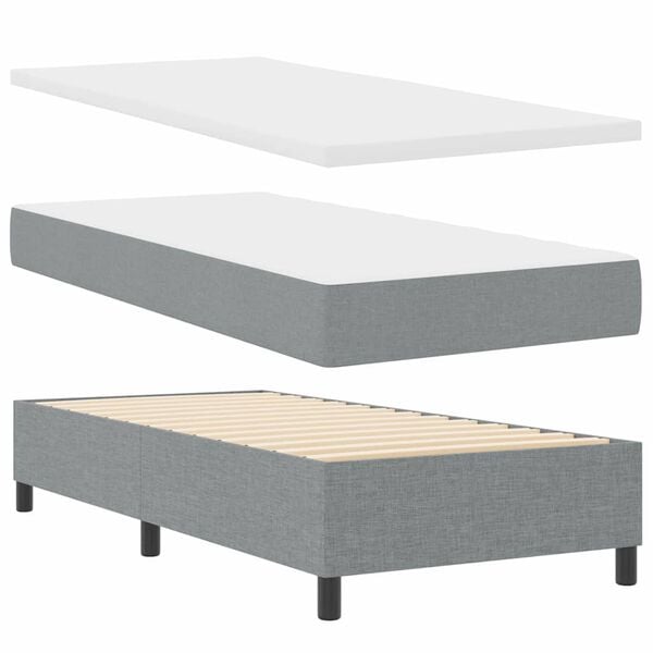 vidaXL Cama tipo Box Spring con colch&oacute;n Gris Claro 80 x 200 cm tela