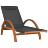 vidaXL Tumbona con coj&iacute;n textilene gris y madera maciza de &aacute;lamo