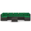 vidaXL Muebles de jard&iacute;n 8 piezas con cojines madera impregnada gris