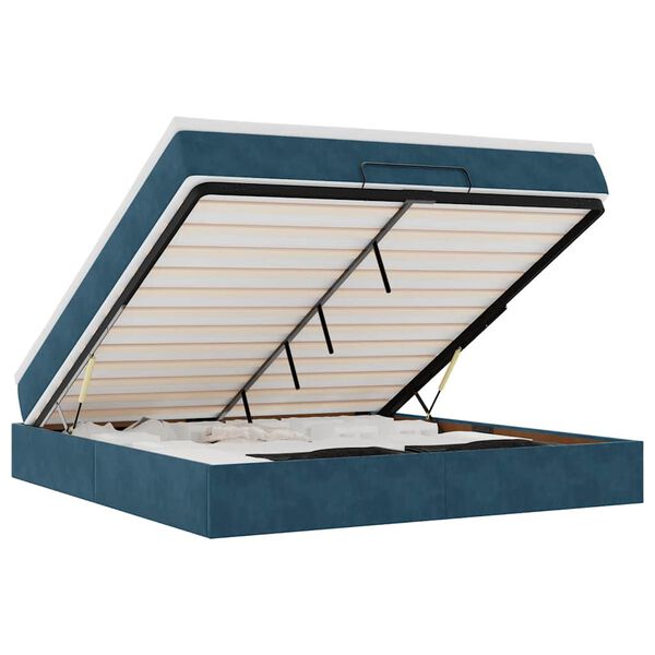 vidaXL Estructura de cama otomana con colch&oacute;n azul oscuro 160x200 cm