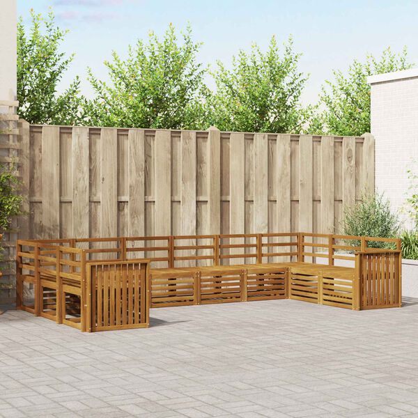 vidaXL Juegos de sof&aacute;s 10 pcs Natural Madera de Acacia S&oacute;lida