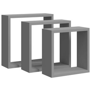 vidaXL Estantes cubo de pared 3 unidades MDF gris