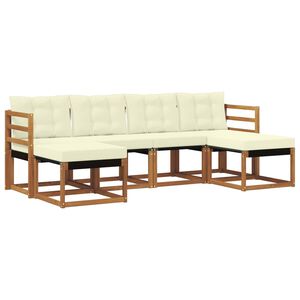 vidaXL Conjunto de sof&aacute;s de exterior con coj&iacute;n 6 pcs Natural y Crema