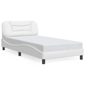 vidaXL Estructura de cama sin colch&oacute;n Hvar cuero sint&eacute;tico blanco 100x203cm