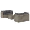 vidaXL Set de muebles de jard&iacute;n 5 pzas y cojines rat&aacute;n sint&eacute;tico gris