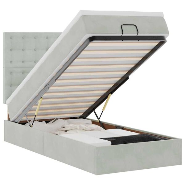 vidaXL Estructura cama otomana colchones gris claro 80x200cm