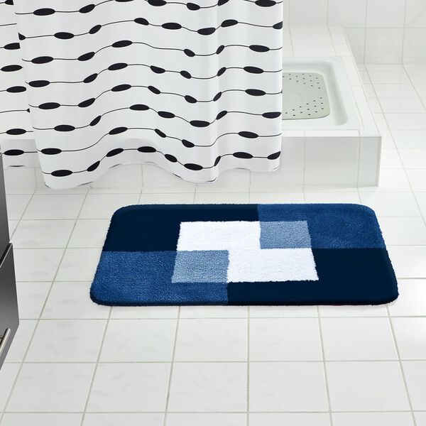 RIDDER Alfombrilla de ba&ntilde;o Coins 60x90 cm azul 7103303