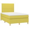 vidaXL Cama box spring con colch&oacute;n y LED tela verde 120x200 cm