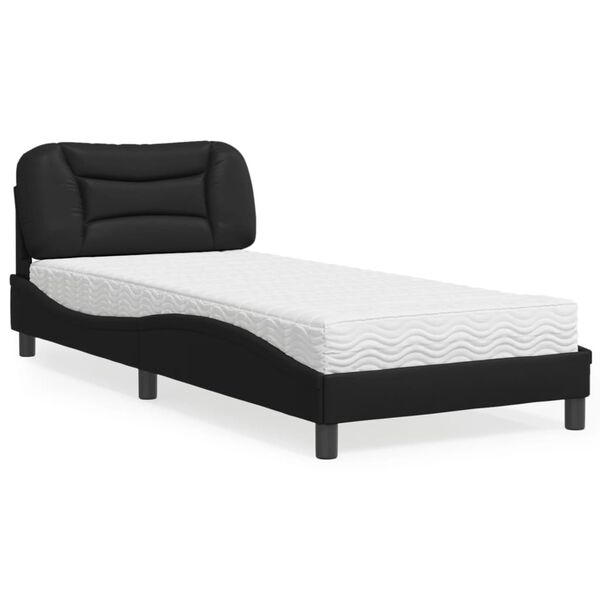 vidaXL Cama con colch&oacute;n Hvar cuero sint&eacute;tico negro 80x200 cm