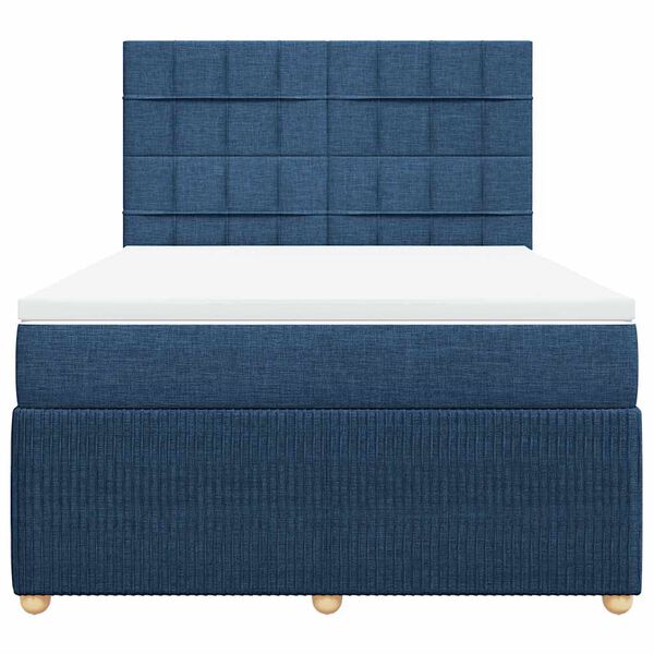 vidaXL Cama box spring con colch&oacute;n tela azul 140x200 cm