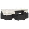 vidaXL Conjunto de sof&aacute; de jard&iacute;n 7 uds. Negro Polirat&aacute;n