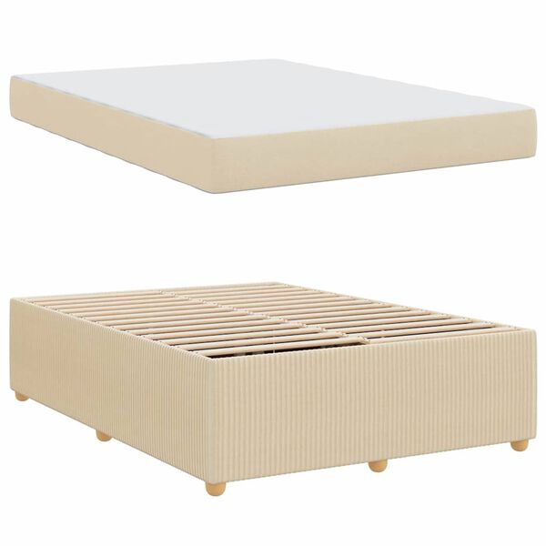 vidaXL Estructura de cama con colch&oacute;n Crema 140 x 200 cm tela