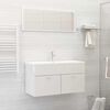 vidaXL Set muebles de ba&ntilde;o 2 piezas madera contrachapada blanco brillo