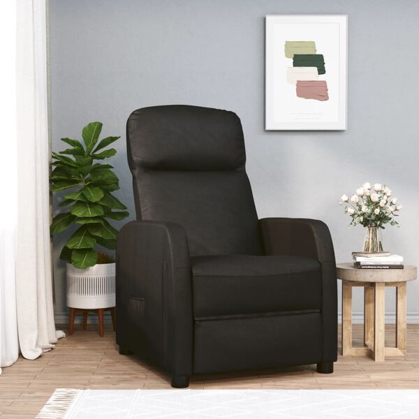 vidaXL Sill&oacute;n reclinable de cuero sint&eacute;tico negro