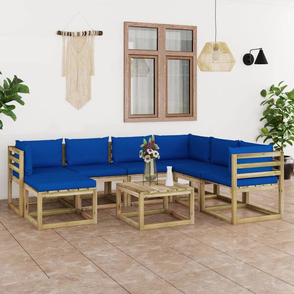 vidaXL Set de muebles de jard&iacute;n 8 piezas con cojines madera impregnada