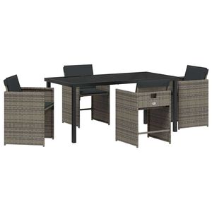 vidaXL Conjunto de Comedor de Jard&iacute;n 5 pcs Gris rat&aacute;n sint&eacute;tico
