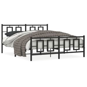 vidaXL Estructura cama sin colch&oacute;n con estribo metal negro 160x200 cm