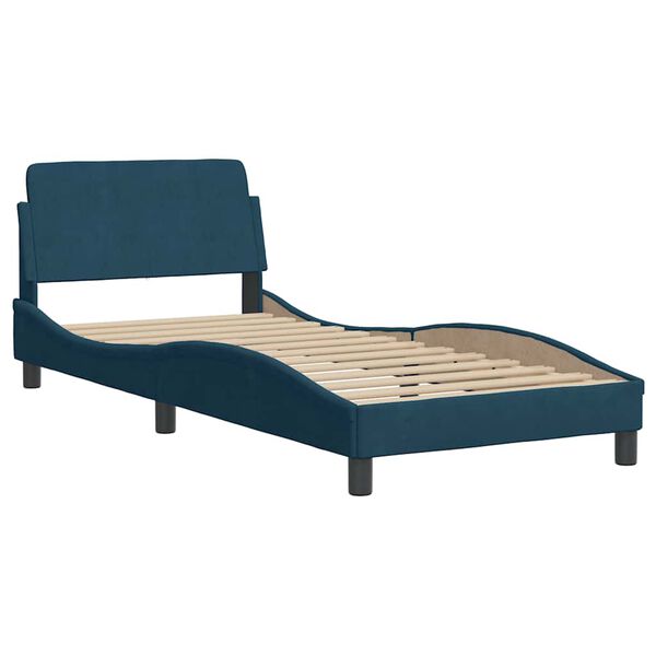 vidaXL Cama con colch&oacute;n Hanko terciopelo azul 90x200 cm