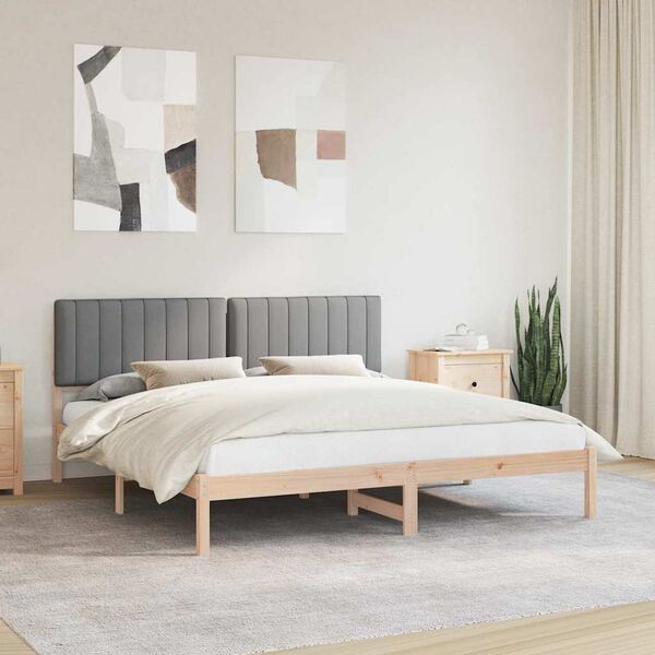 vidaXL Estructura de Cama con Cabecera Tapizada Gris Claro