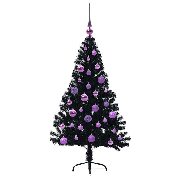vidaXL Árbol de Navidad Artificial Preiluminado Negro 120 cm PVC