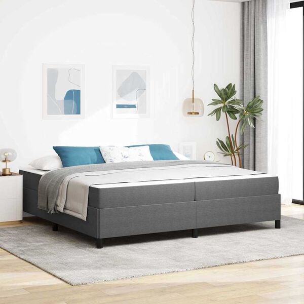 vidaXL Estructura de cama con colch&oacute;n Gris Claro 200 x 200 cm tela
