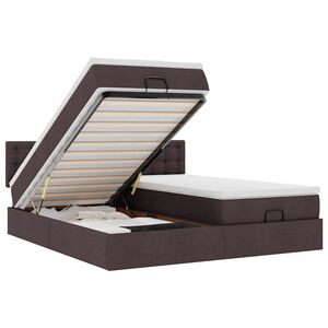 vidaXL Estructura cama otomana colchones tela marr&oacute;n oscuro 180x200cm