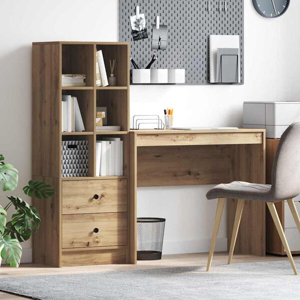 vidaXL Escritorio con caj&oacute;n 2 pcs Roble artesanal