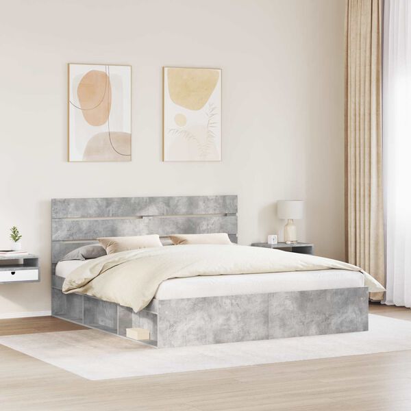 vidaXL Estructura de cama Concreto 200 x 200 cm Madera de pino macizo