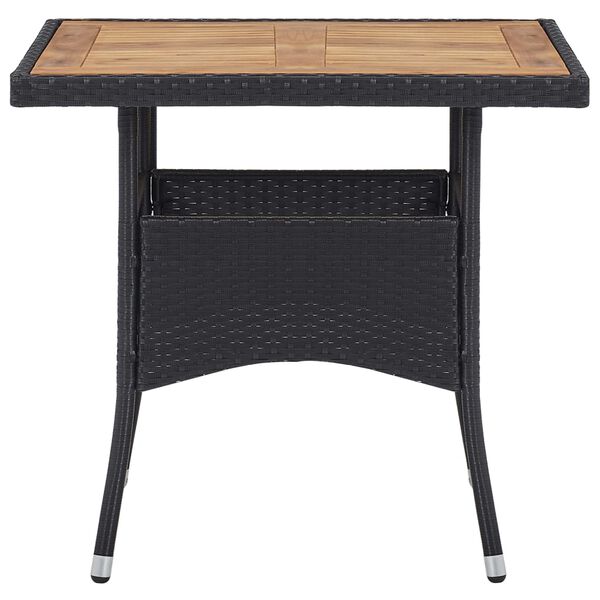 vidaXL Set comedor jard&iacute;n 5 pzas rat&aacute;n sint&eacute;tico y madera acacia negro