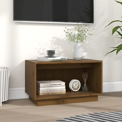 vidaXL Mueble de TV madera maciza de pino marrón miel 60x35x35 cm
