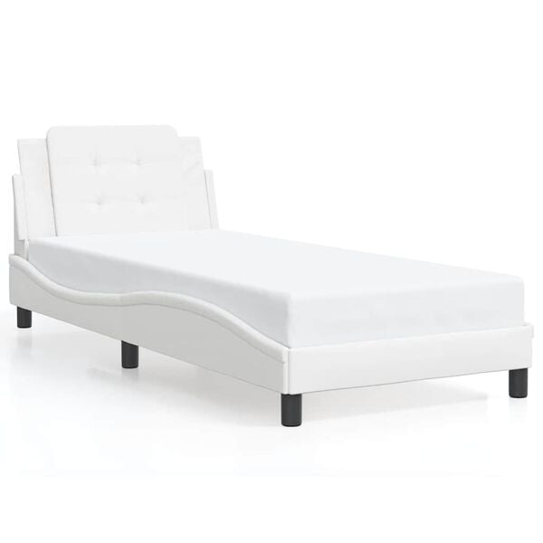 vidaXL Estructura de cama sin colch&oacute;n Zadar cuero sint&eacute;tico blanco 90x190 cm