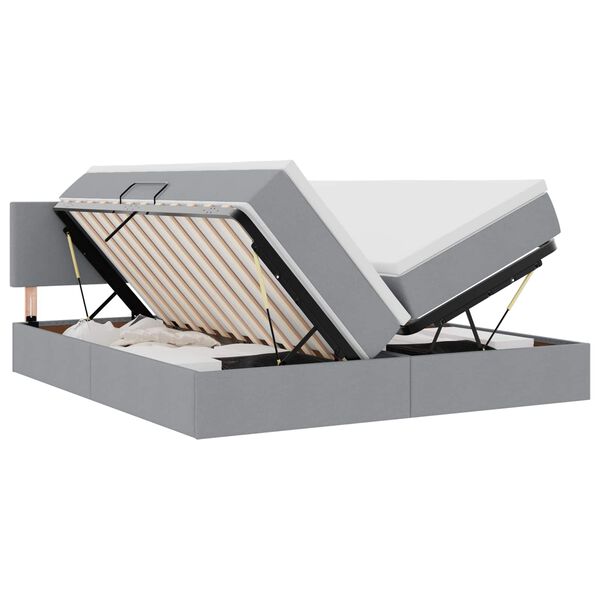 vidaXL Cama con almacenamiento Gris Claro 200 x 200 cm Cuero sint&eacute;tico