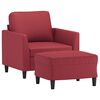 vidaXL Sillón con taburete cuero sintético rojo tinto 60 cm