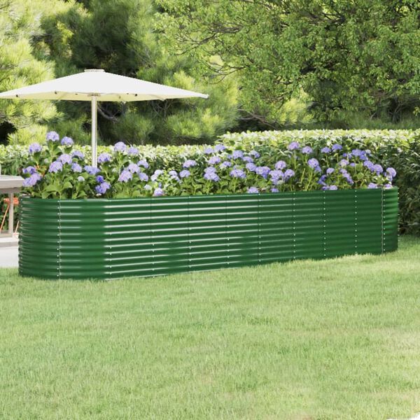 vidaXL Jardinera arriate acero galvanizado verde 396x100x68 cm