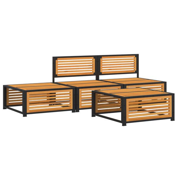 vidaXL Set sof&aacute;s de jard&iacute;n con cojines 4 pzas madera maciza de acacia