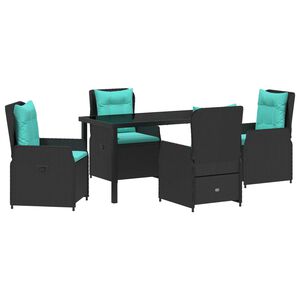 vidaXL Conjunto de Comedor de Jard&iacute;n 5 pcs Negro Polirat&aacute;n