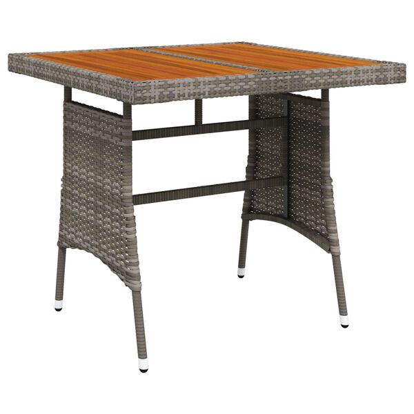 vidaXL Mesa de jardín ratán sintético y acacia maciza gris 70x70x72 cm