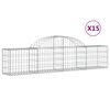 vidaXL Cestas de gaviones 15 uds forma de arco hierro 200x30x40/60 cm
