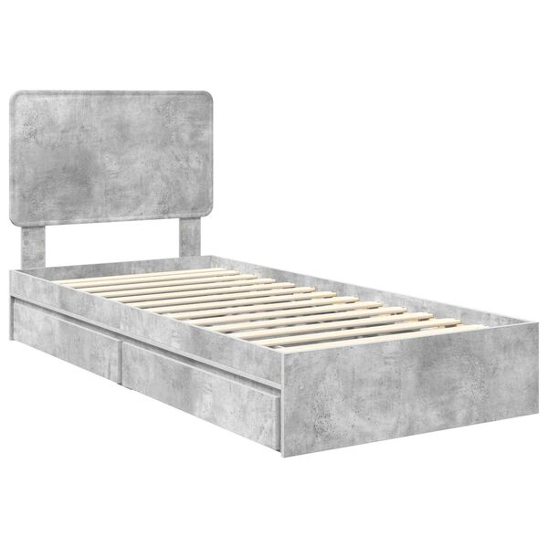 vidaXL Cama con almacenamiento con cabecera Gris Concreto 100 x 200 cm