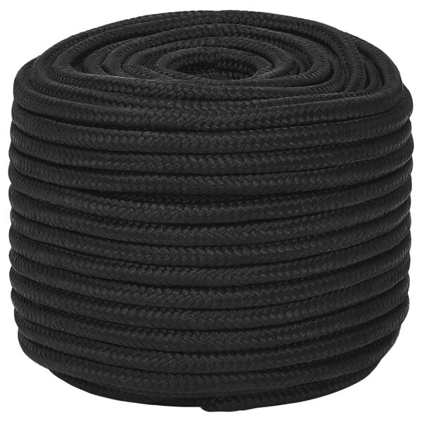 vidaXL Cuerda de barco polipropileno negro intenso 12 mm 25 m