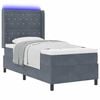 vidaXL Cama tipo Box Spring con LED Gris oscuro 90 x 200 cm Terciopelo