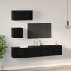 vidaXL Conjunto de mueble de TV 4 pcs Roble Negro Madera de ingeniería