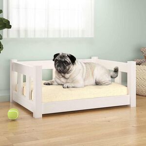 vidaXL Cama para perros madera maciza de pino blanco 65,5x50,5x28 cm