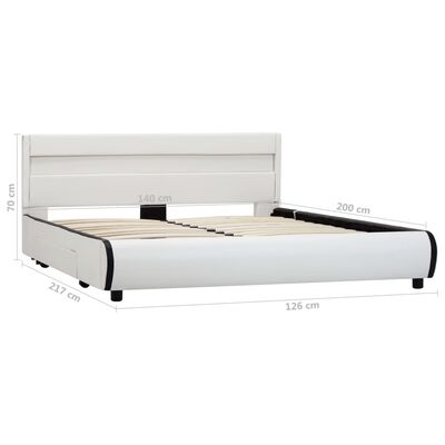 vidaXL Estructura de cama con LED de cuero sintético blanco 140x200 cm