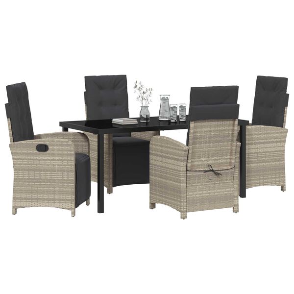 vidaXL Conjunto de Comedor de Jard&iacute;n 5 pcs Gris Claro rat&aacute;n sint&eacute;tico
