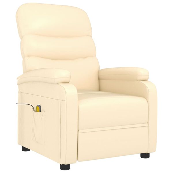 vidaXL Sill&oacute;n de masaje de cuero sint&eacute;tico crema