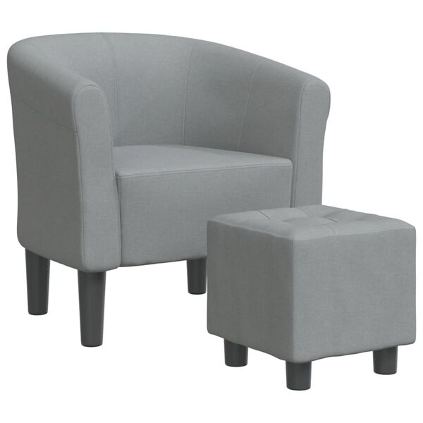 vidaXL Sill&oacute;n con taburete tela gris claro
