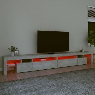 vidaXL Mueble de TV con luces LED gris hormigón 290x36,5x40 cm