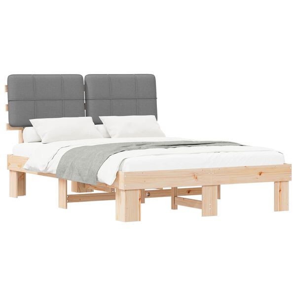 vidaXL Estructura de Cama con Cabecera Tapizada Gris Claro