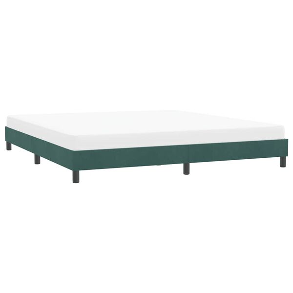 vidaXL Estructura cama sin colch&oacute;n terciopelo verde oscuro 180x210 cm